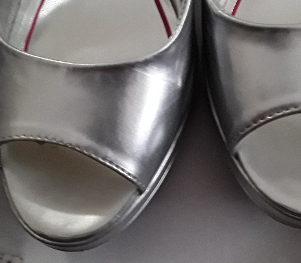 Silver peep toe sandals